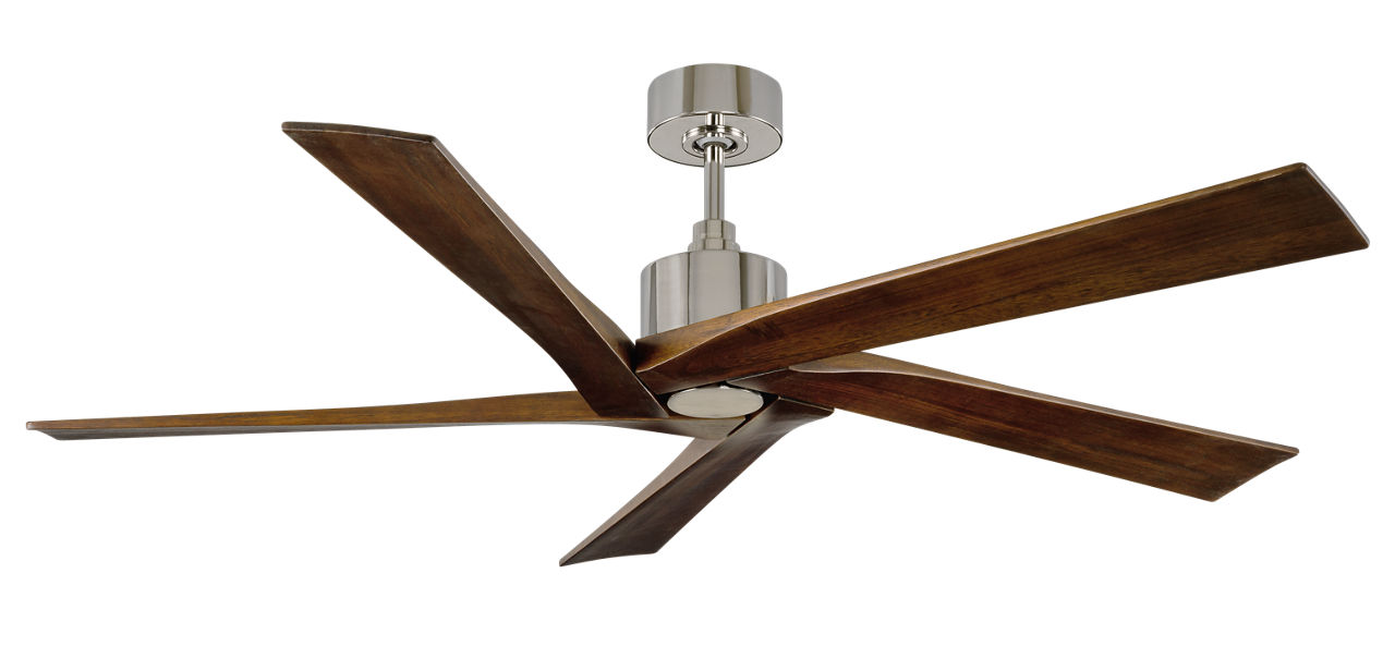 Aspen 56 Ceiling Fan in Polished Nickel with Dark Walnut Blades