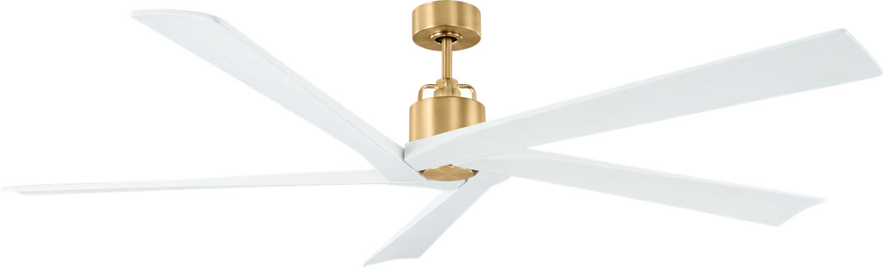 Aspen 70 Ceiling Fan in Burnished Brass with Matte White Blades