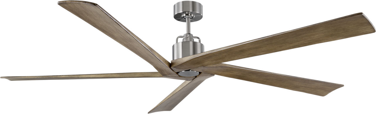 Aspen 70 Ceiling Fan in Brushed Steel with Light Grey Weathered Oak Blades