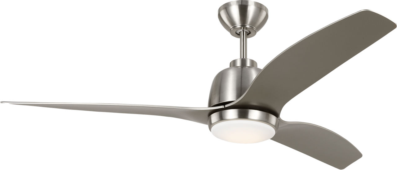 Avila 54 LED Ceiling Fan in Brushed Steel with Silver Blades and Light Kit