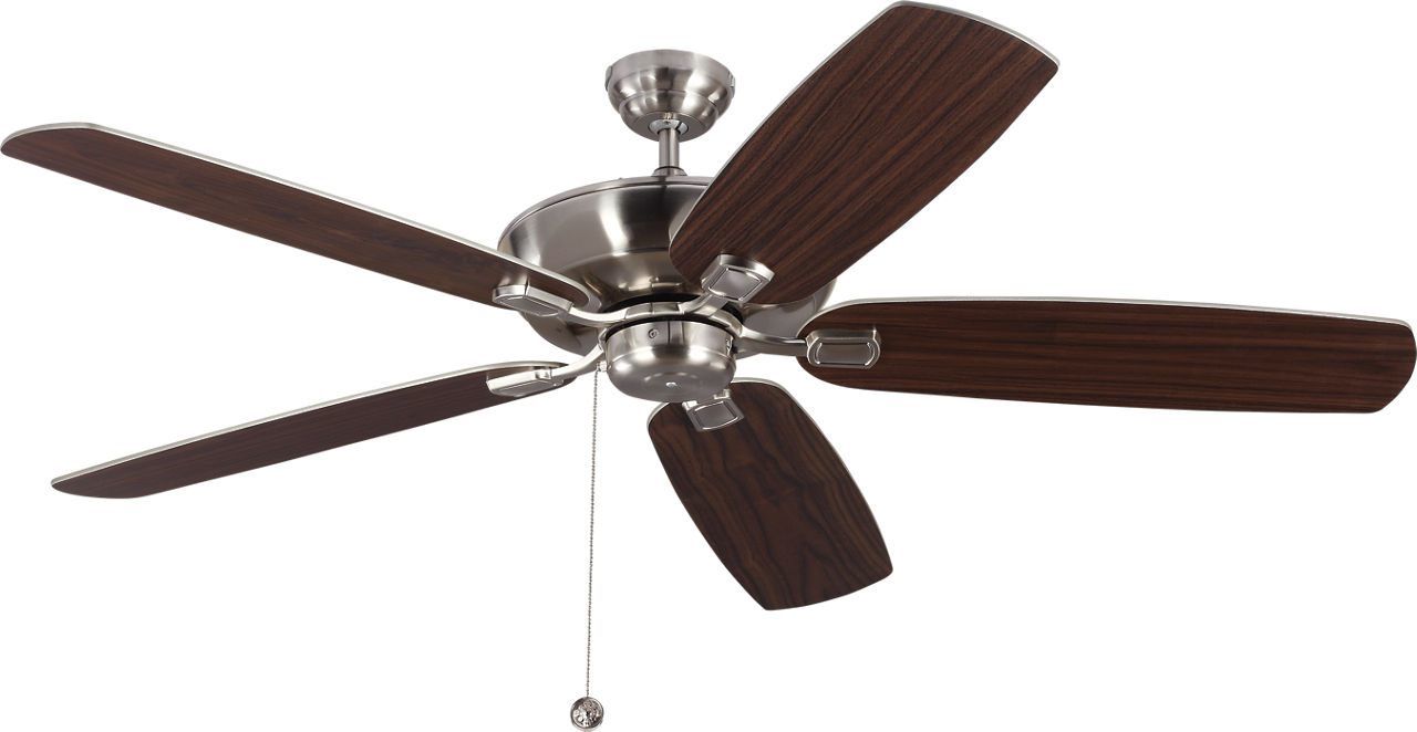 Colony 60 Ceiling Fan in with Silver / American Walnut Reversible Blades Brushed Steel