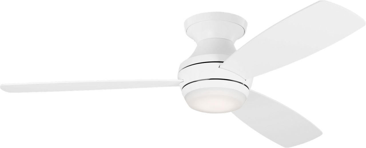 Ikon 52 Hugger LED Ceiling Fan in with Blades and Light Kit Matte White