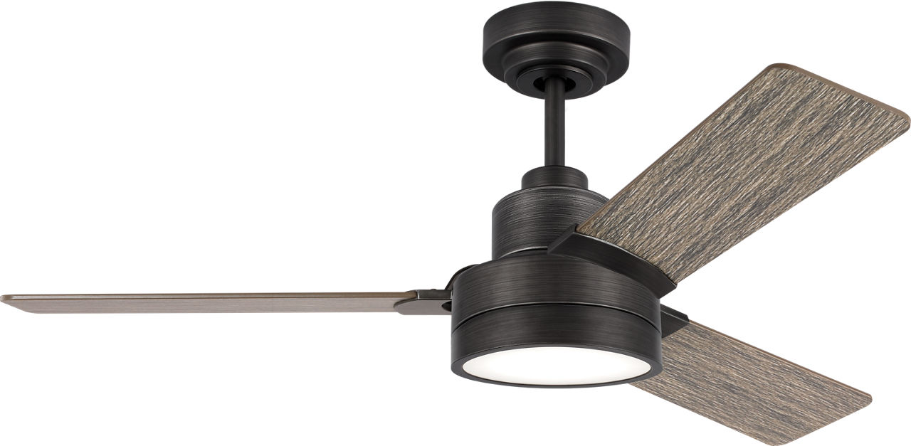 Jovie 44 LED Ceiling Fan in Aged Pewter with Light Grey Weathered Oak Blades and Light Kit