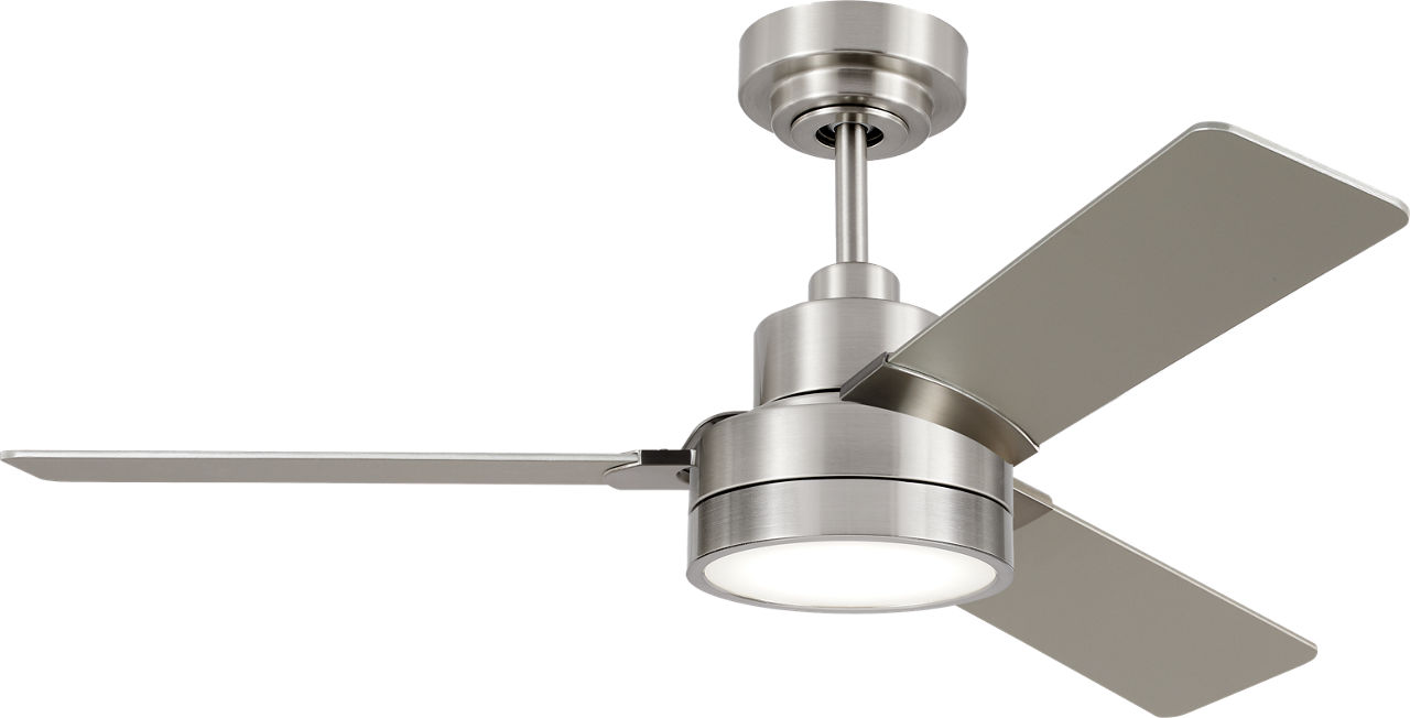 Jovie 44 LED Ceiling Fan in with Silver / American Walnut Reversible Blades and Light Kit Brushed Steel