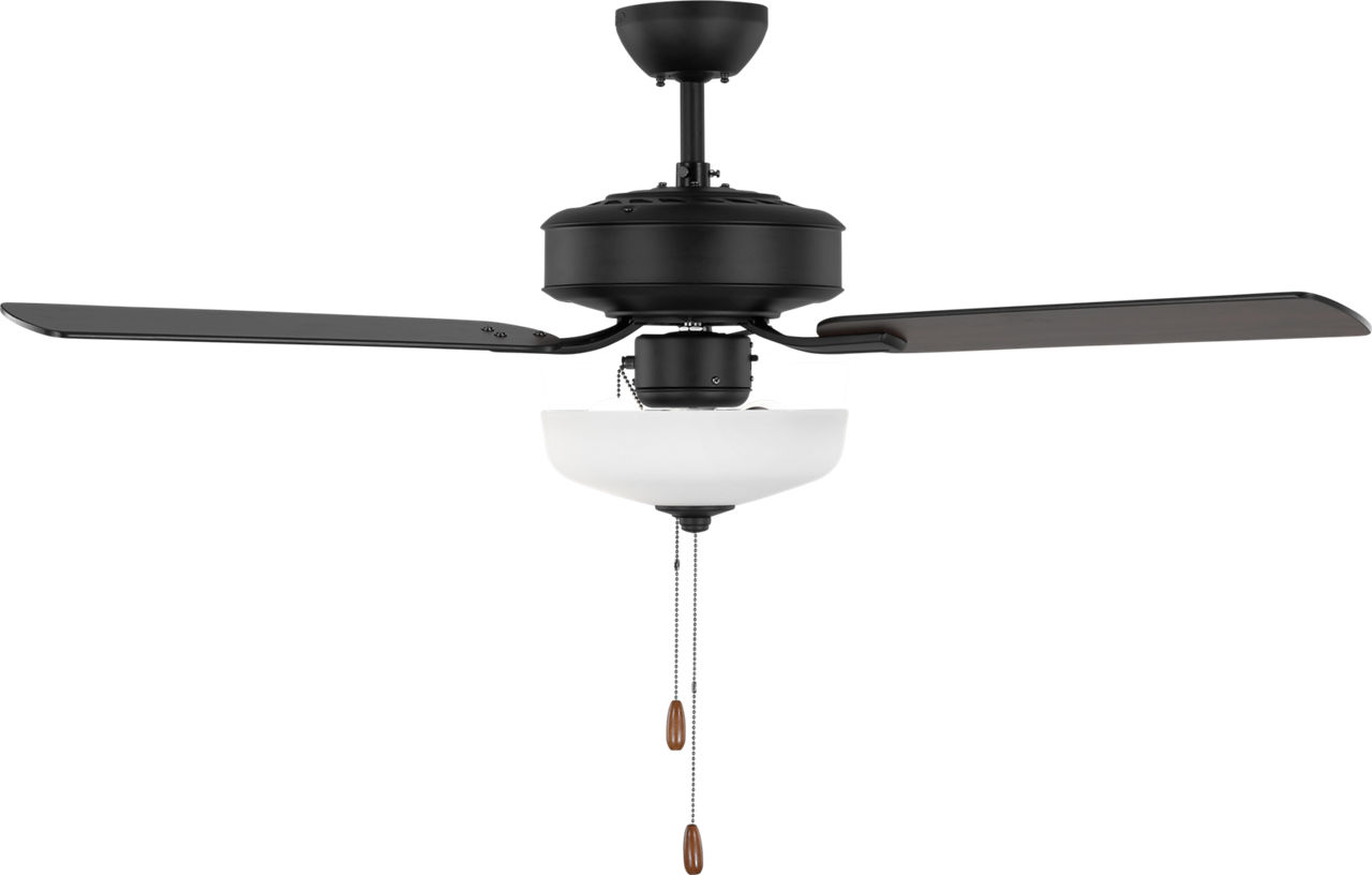 Linden 48 LED Ceiling Fan in with / American Walnut Reversible Blades and Bowl Light Kit Midnight Black