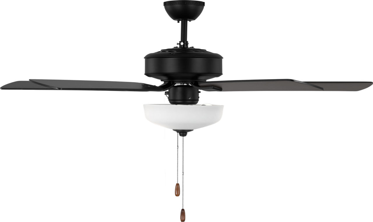 Linden 52 LED Ceiling Fan in with / American Walnut Reversible Blades and Bowl Light Kit Midnight Black