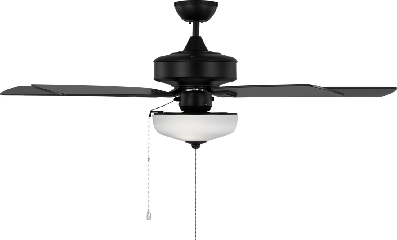 Linden Outdoor 52 LED Ceiling Fan in with Blades and Bowl Light Kit Midnight Black