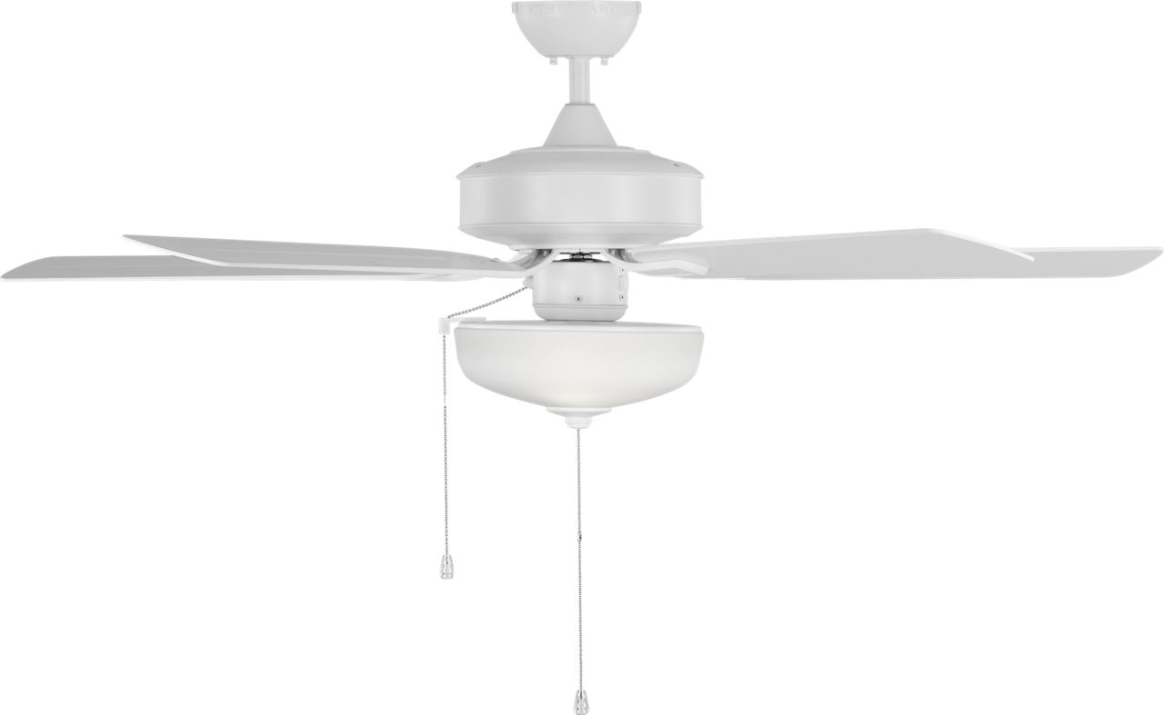 Linden Outdoor 52 LED Ceiling Fan in with Blades and Bowl Light Kit Matte White