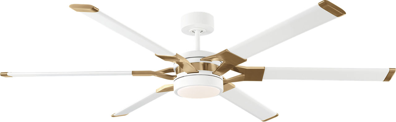 Loft 62 LED Ceiling Fan in and Burnished Brass Accents with Blades and Light Kit Matte White