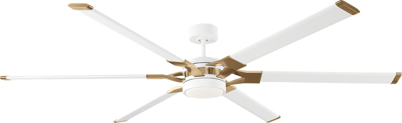 Loft 72 LED Ceiling Fan in and Burnished Brass Accents with Blades and Light Kit Matte White