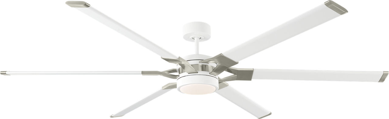 Loft 72 LED Ceiling Fan in and Brushed Steel Accents with Shades and Light Kit Matte White