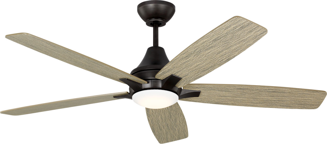 Lowden 52 LED Ceiling Fan in Aged Pewter with Light Grey Weathered Oak Blades and Light Kit