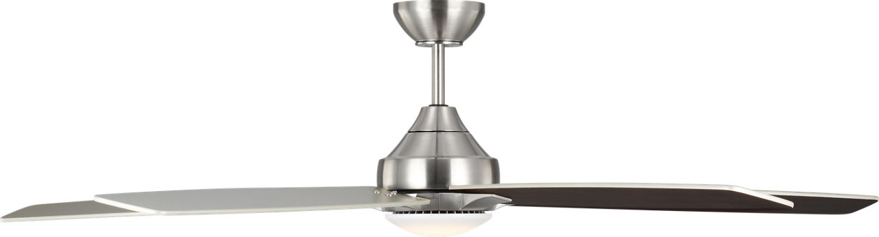 Lowden Smart 60 LED Ceiling Fan in Brushed Steel with Silver / American Walnut Reversible Blades and Light Kit