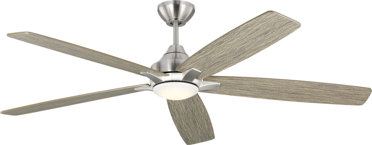 Lowden Smart 60 LED Ceiling Fan in Brushed Steel with Silver / Light Grey Weathered Oak Reversible Blades and Light Kit