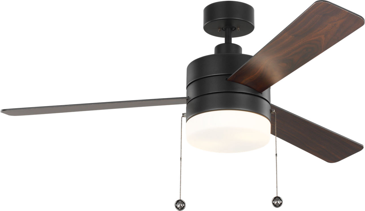 Syrus 52 LED Ceiling Fan in with / American Walnut Reversible Blades and Light Kit Midnight Black