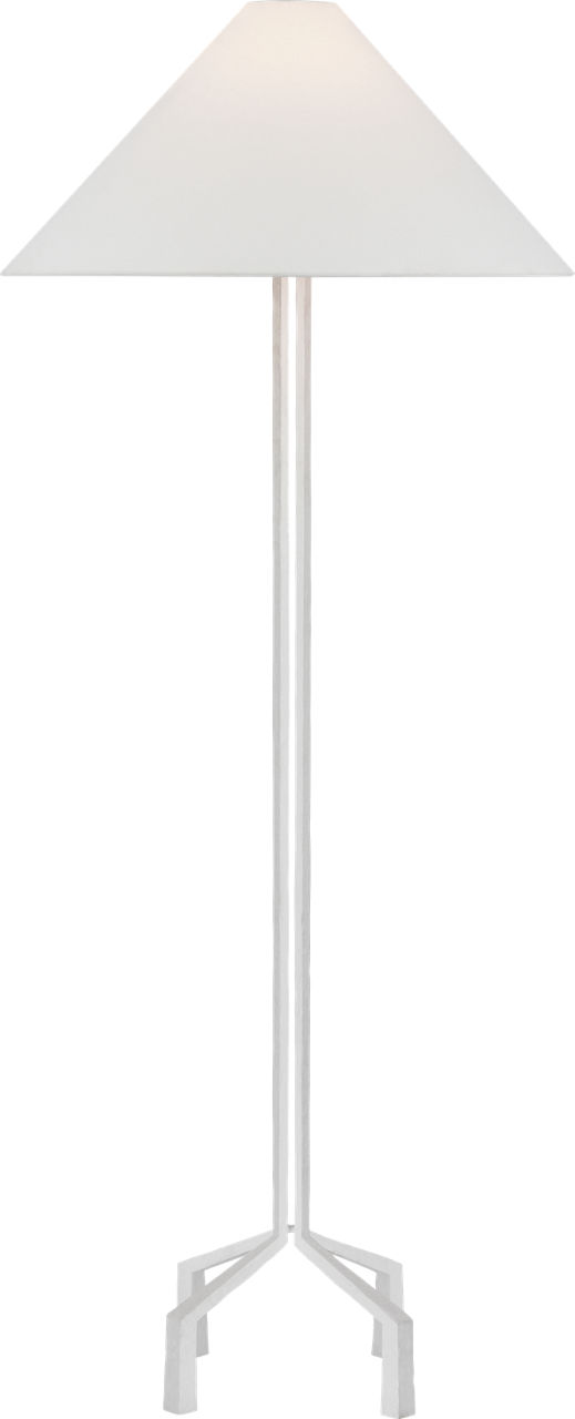 Clifford Large Forged Floor Lamp in Plaster White with Linen Shade