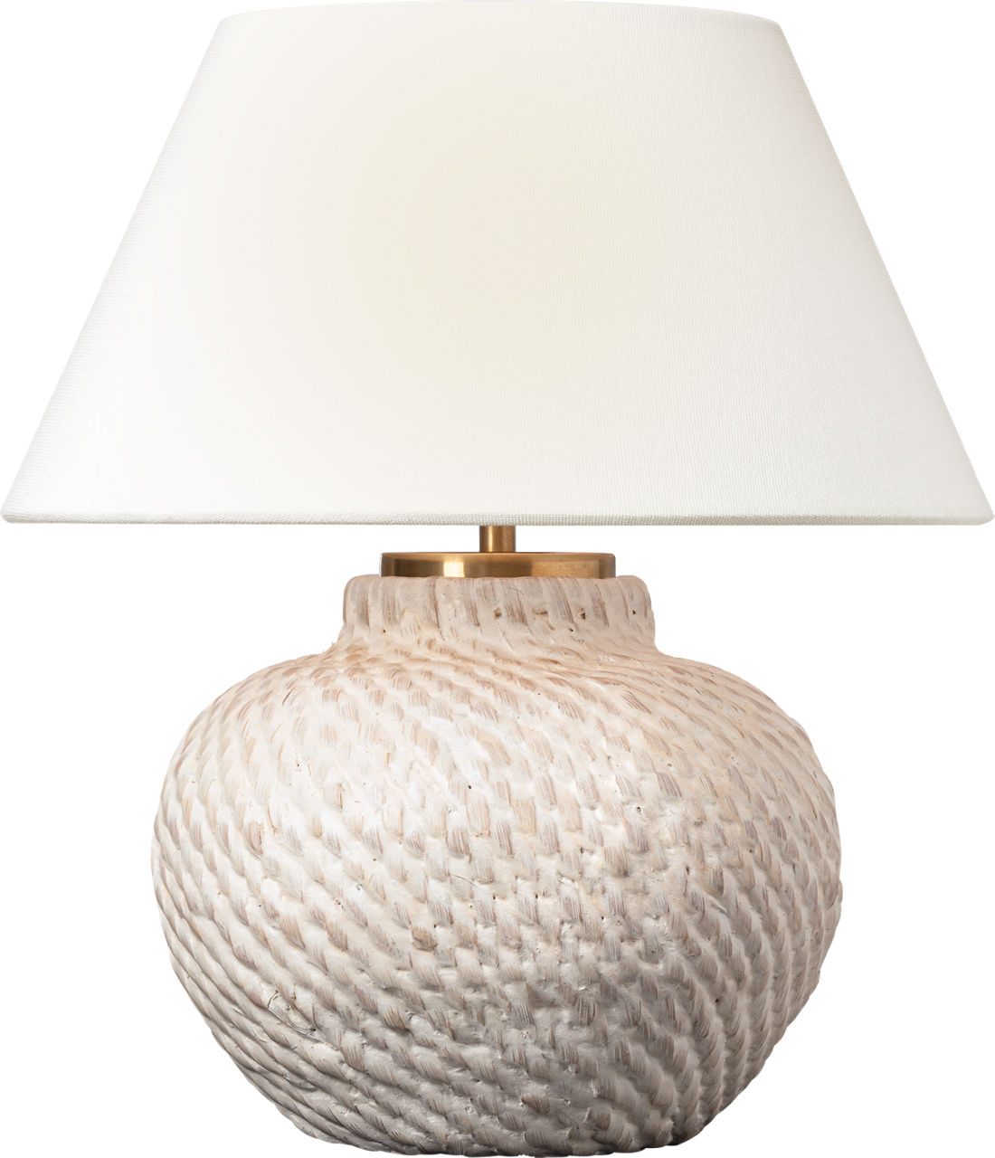 Avedon 11" Cordless Accent Lamp in Plaster White Rattan with Linen Shade
