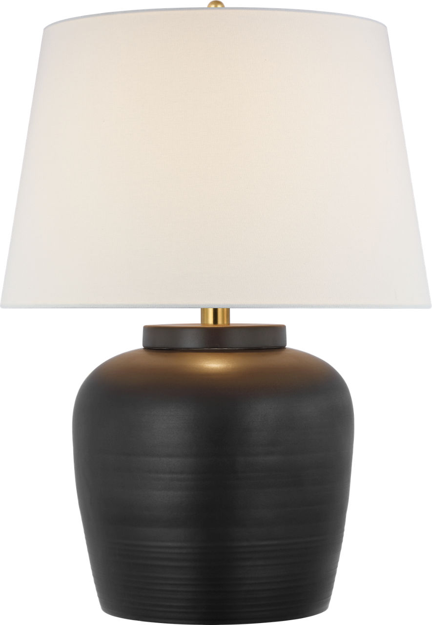 Nora Medium Table Lamp in Matte Black with Linen Shade