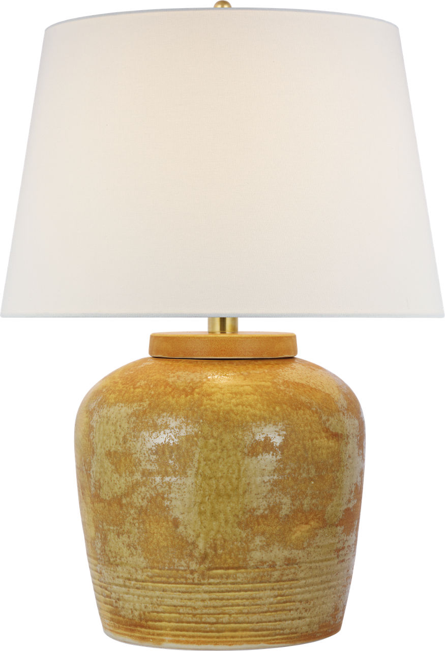 Nora Medium Table Lamp in Yellow Oxide with Linen Shade