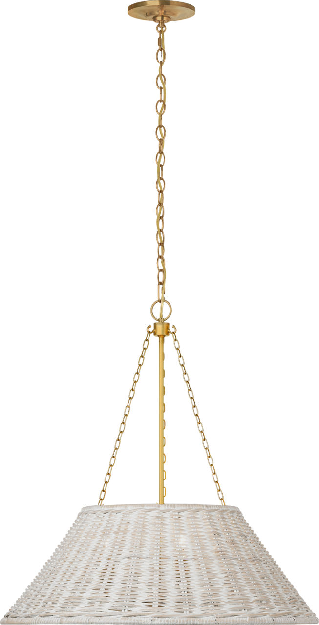 Corinne 24" Woven Hanging Shade in Soft Brass with White Wicker Shade