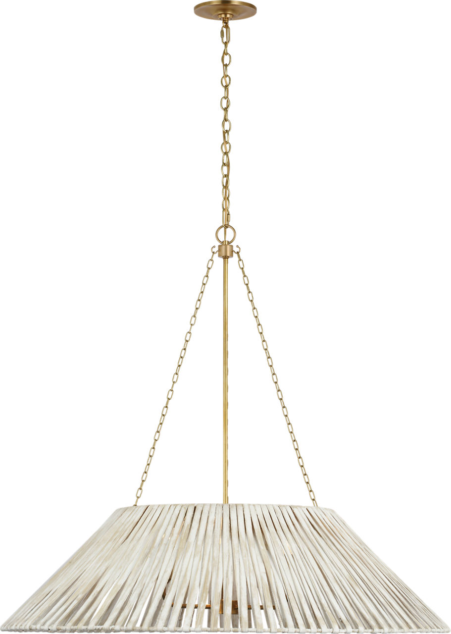 Corinne Extra Large Wrapped Hanging Shade in Soft Brass with White Wicker Shade