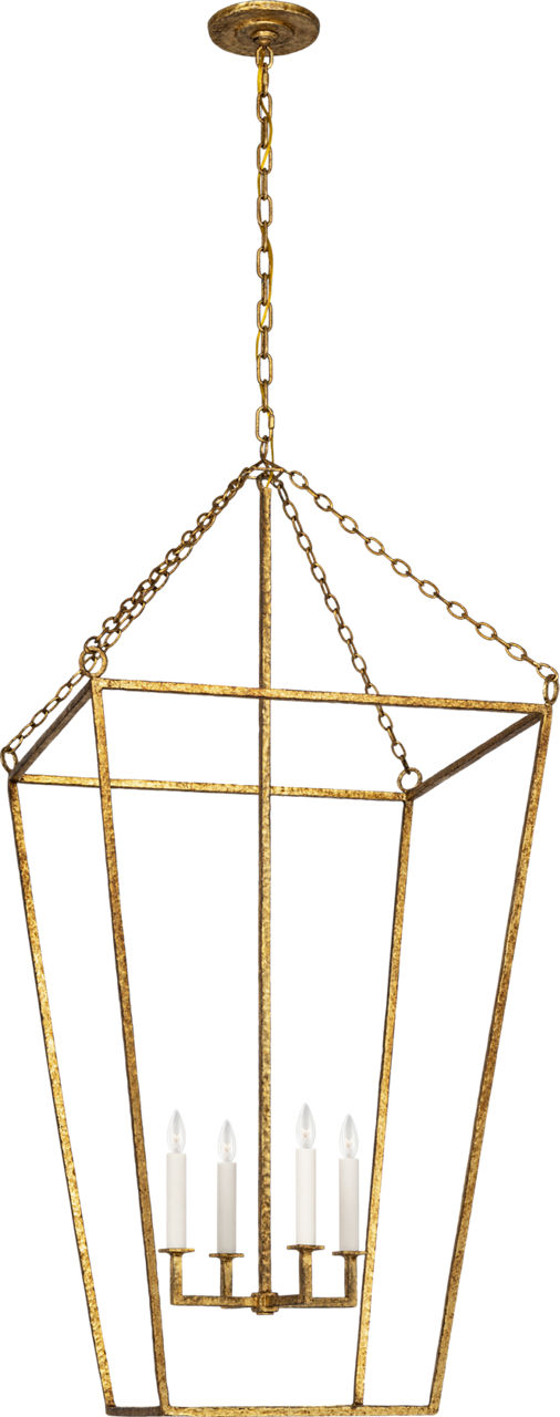 Malloy 23" Open Frame Forged Lantern in Gilded Iron