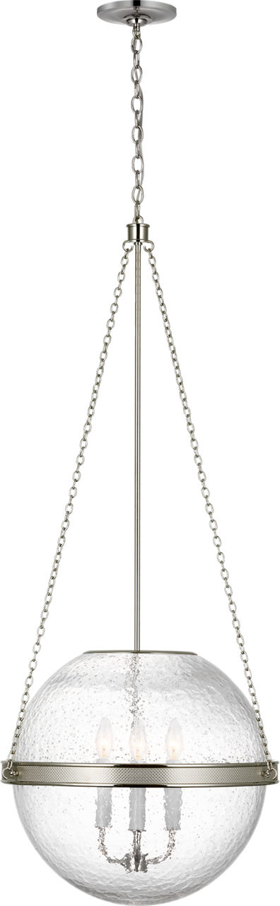 Reese 18" Globe Pendant in Polished Nickel with Clear Restoration Glass