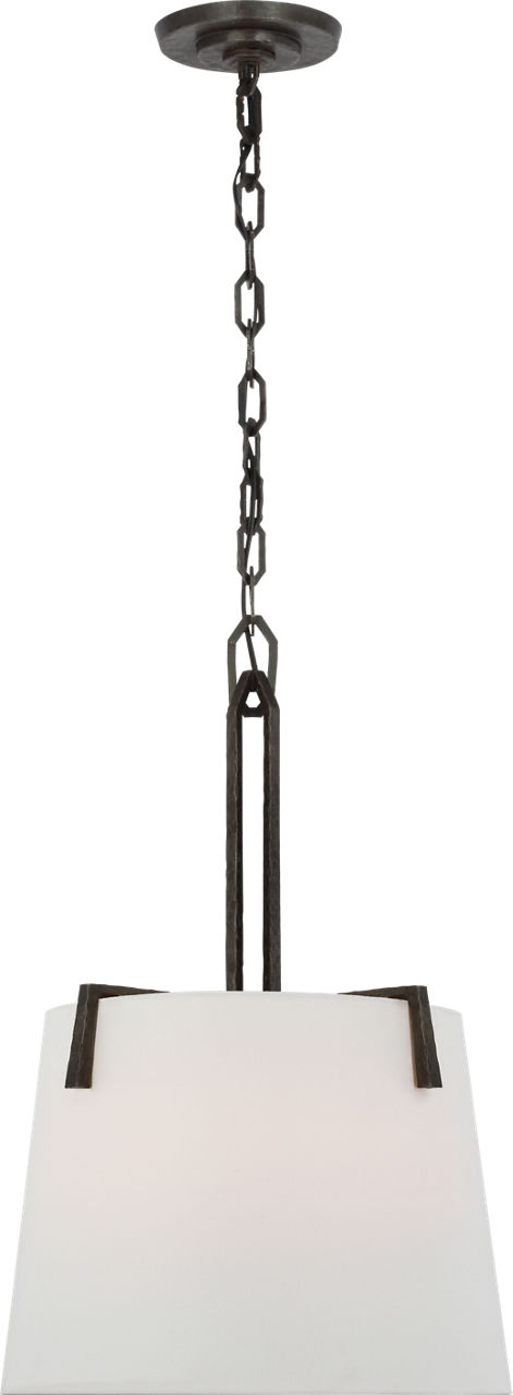 Clifford 18" Sculpted Hanging Shade in Aged Iron with Linen Shade
