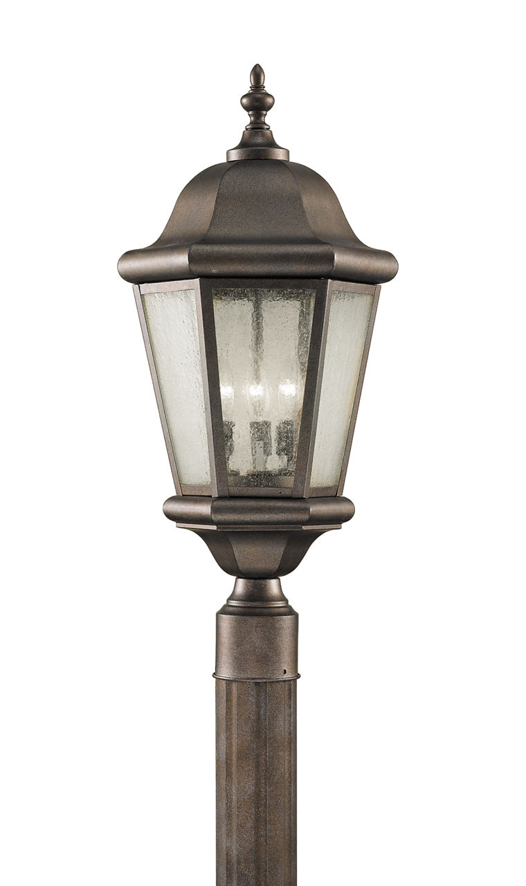 Martinsville Three Light Outdoor Post Lantern in Corinthian Bronze