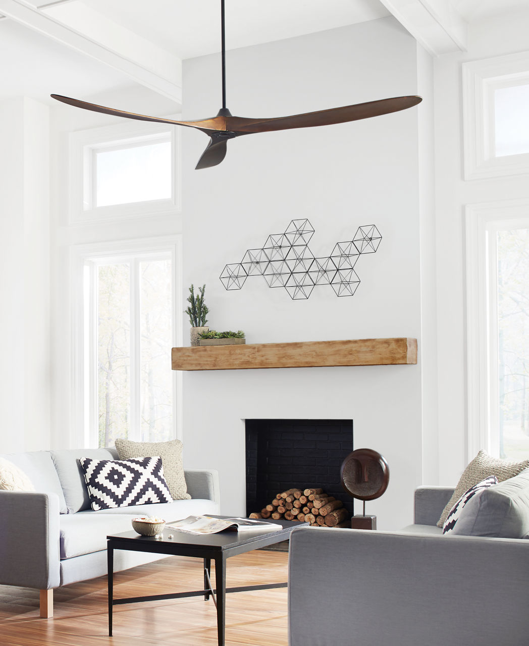Maverick 88 Ceiling Fan in with Dark Walnut Blades Matte Black