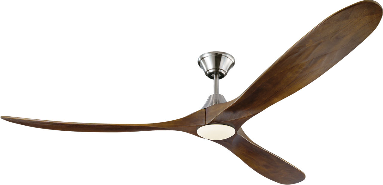 Maverick 70 LED Ceiling Fan in Brushed Steel with Dark Walnut Blades and Light Kit