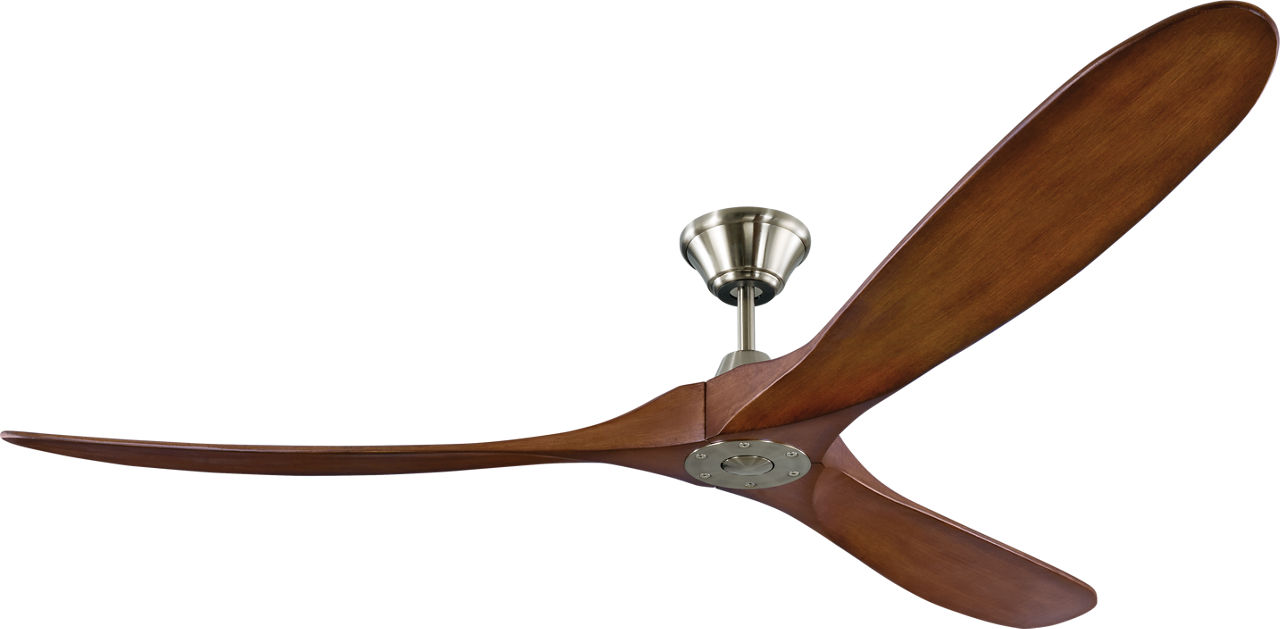 Maverick 70 Ceiling Fan in Brushed Steel with Koa Blades