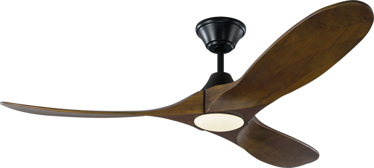 Maverick 52 LED Ceiling Fan in Matte Black with Dark Walnut Blades and Light Kit