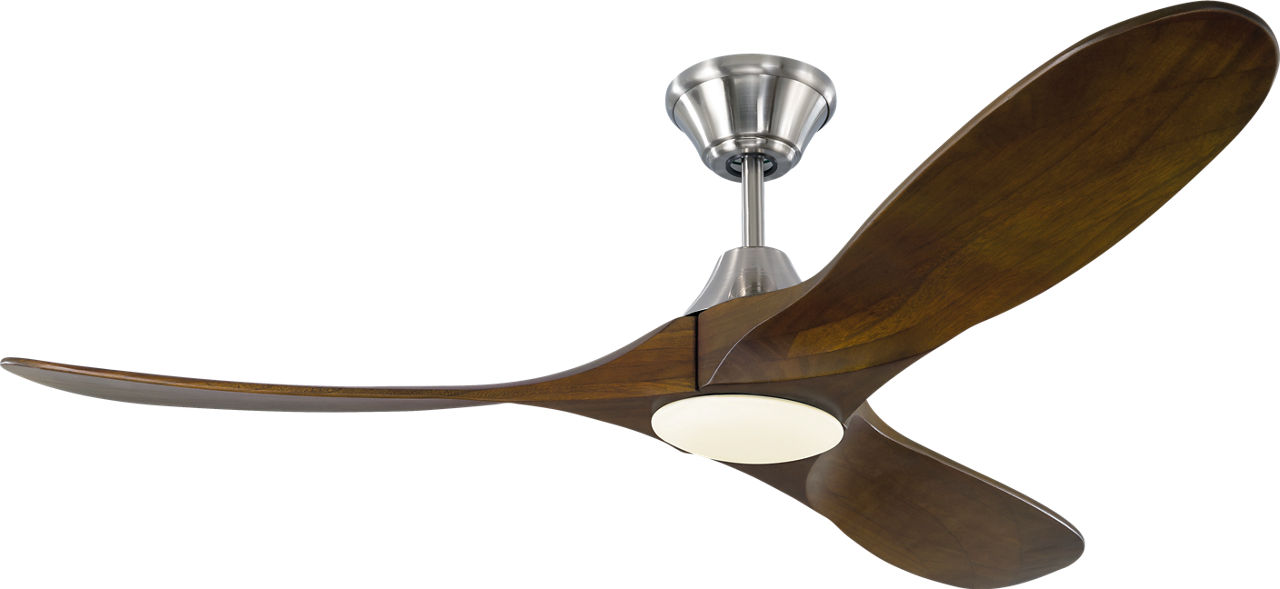 Maverick 52 LED Ceiling Fan in Brushed Steel with Dark Walnut Blades and Light Kit