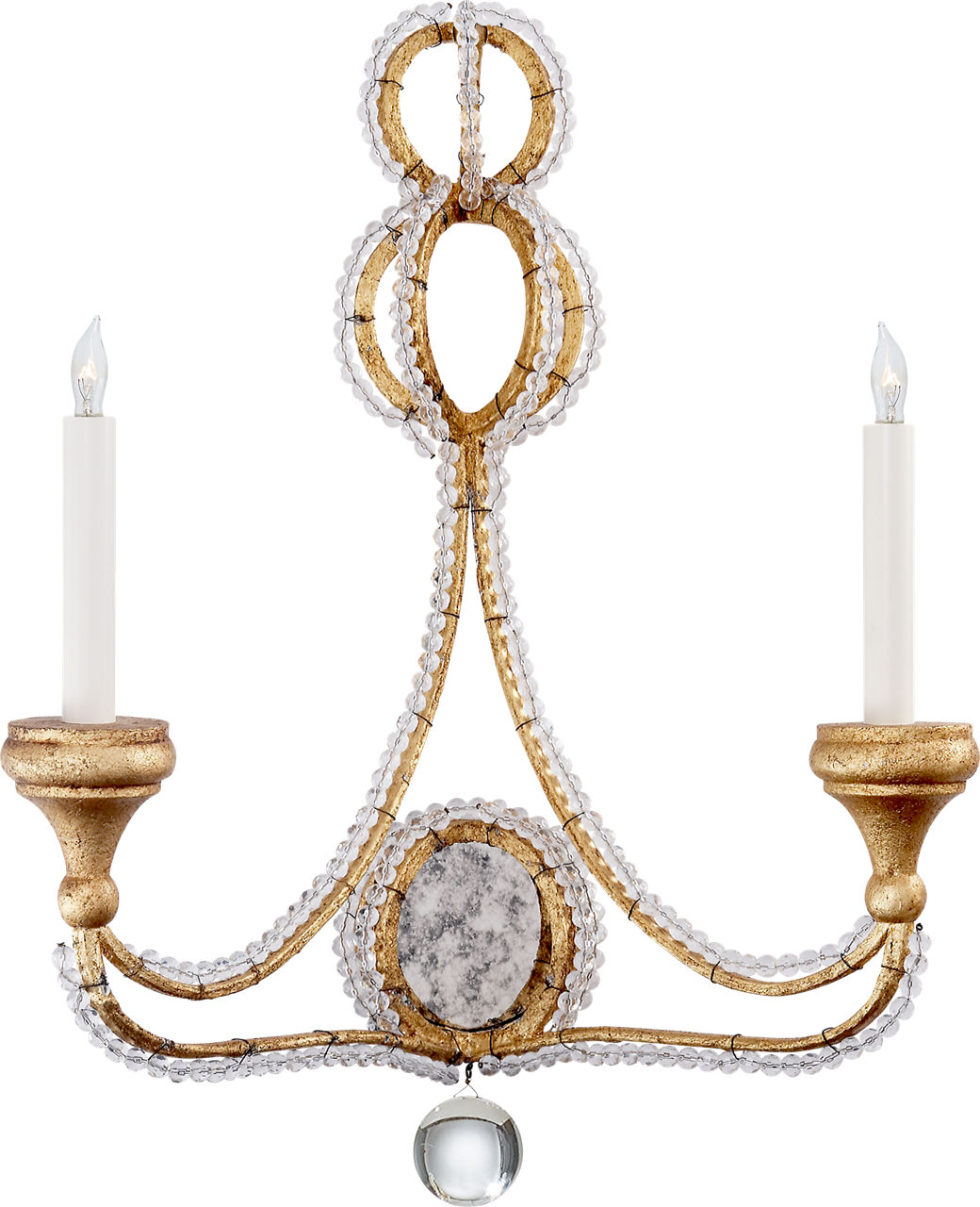 Milan Double Sconce in Venetian Gold with Crystal