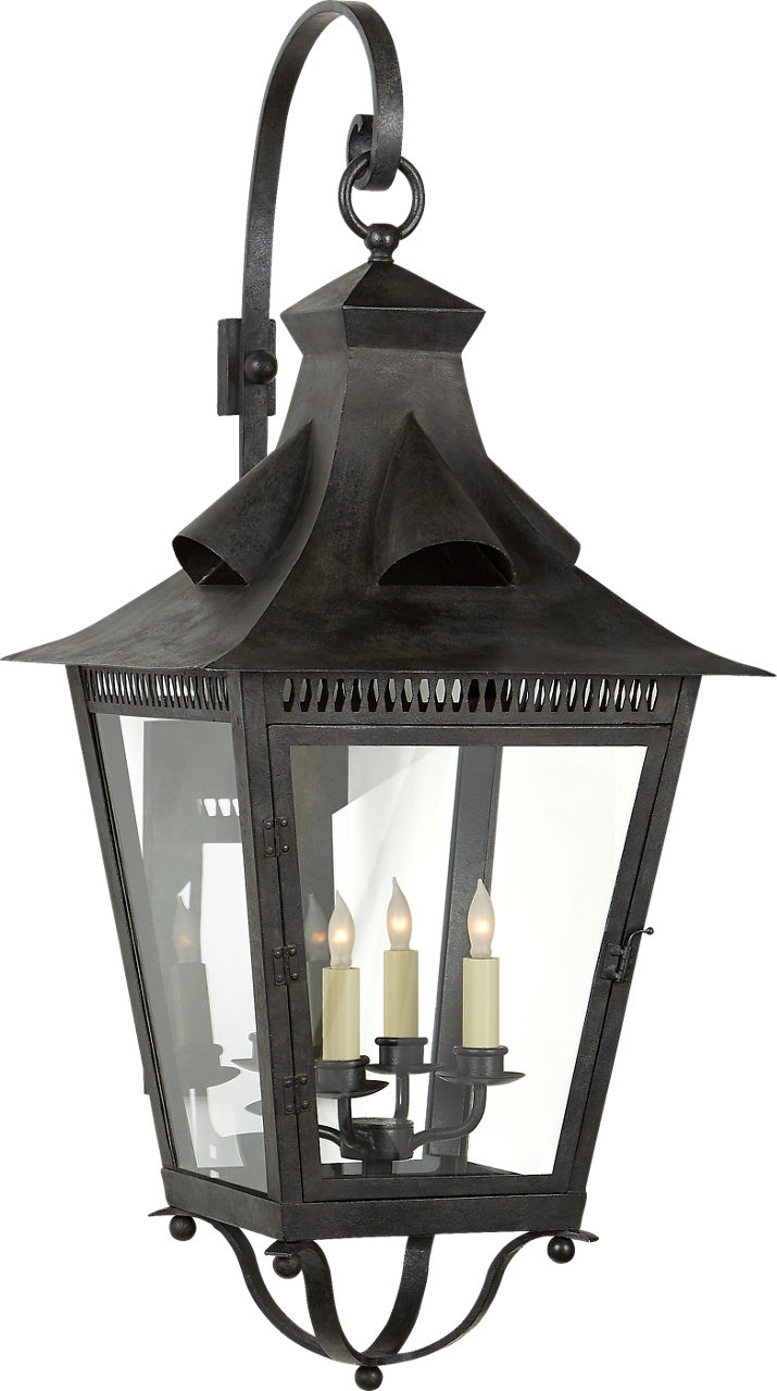 Orleans Large Bracketed Lantern in French Rust with Clear Glass