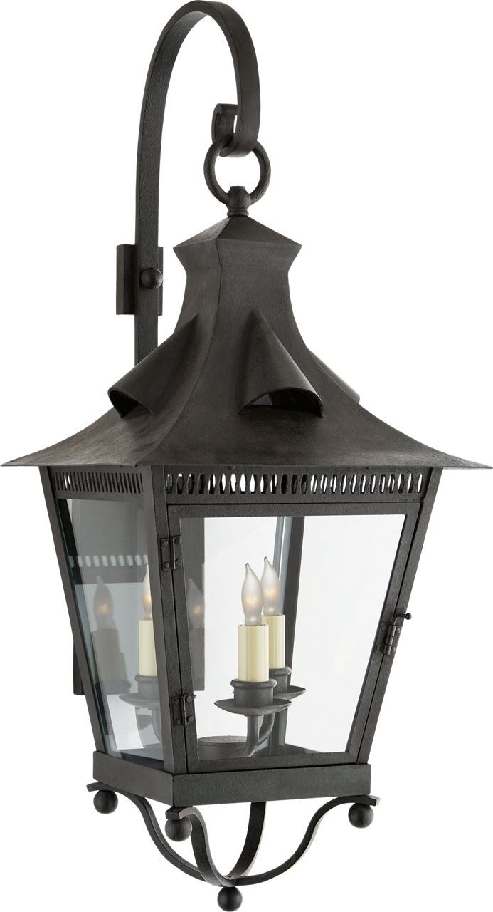 Orleans Medium Bracketed Lantern in French Rust with Clear Glass