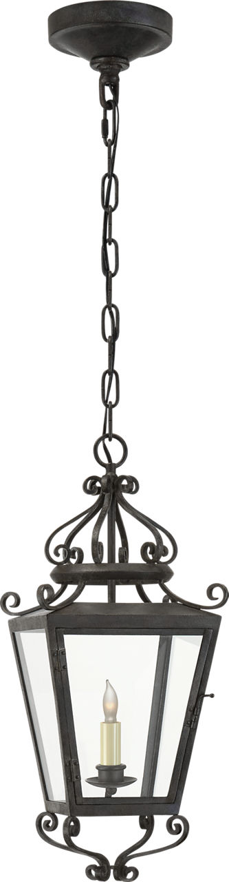 Lafayette Small Hanging Lantern in French Rust with Clear Glass