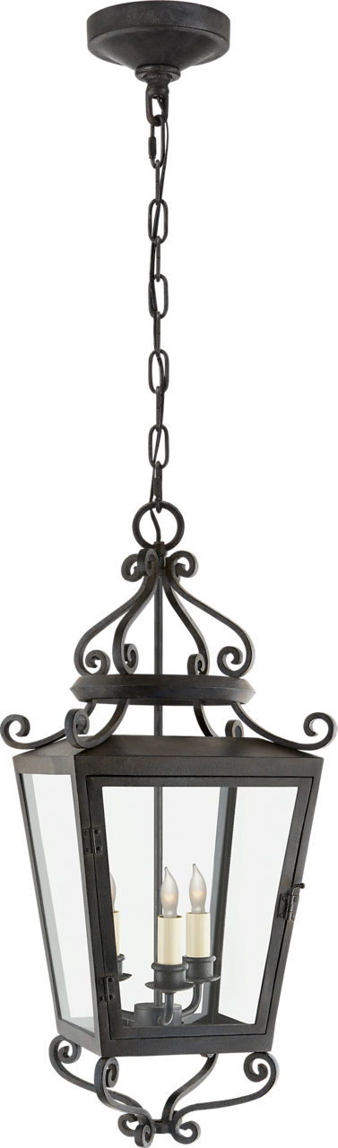 Lafayette Medium Hanging Lantern in French Rust with Clear Glass