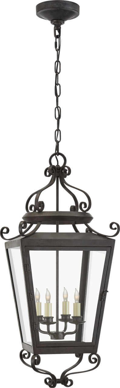 Lafayette Large Hanging Lantern in French Rust with Clear Glass