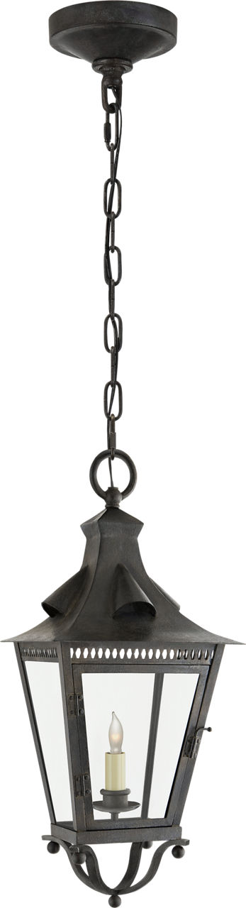 Orleans Small Hanging Lantern in French Rust with Clear Glass