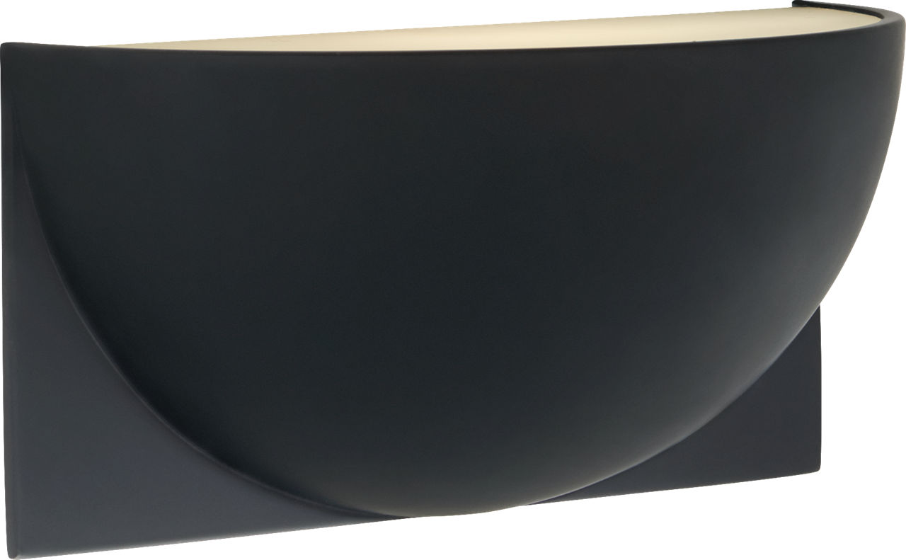 Quarter Sphere Small Up Light in Matte Black with Frosted Glass