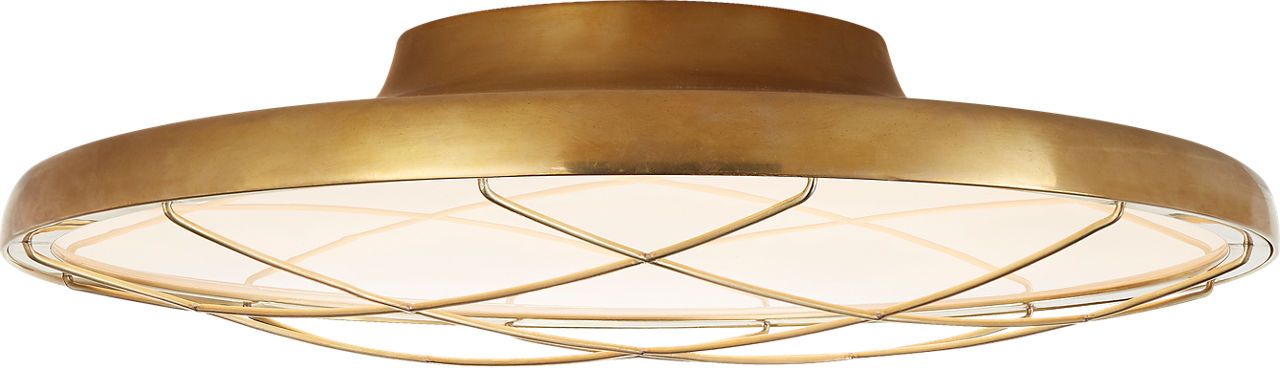 Dot 16" Caged Flush Mount in Natural Brass