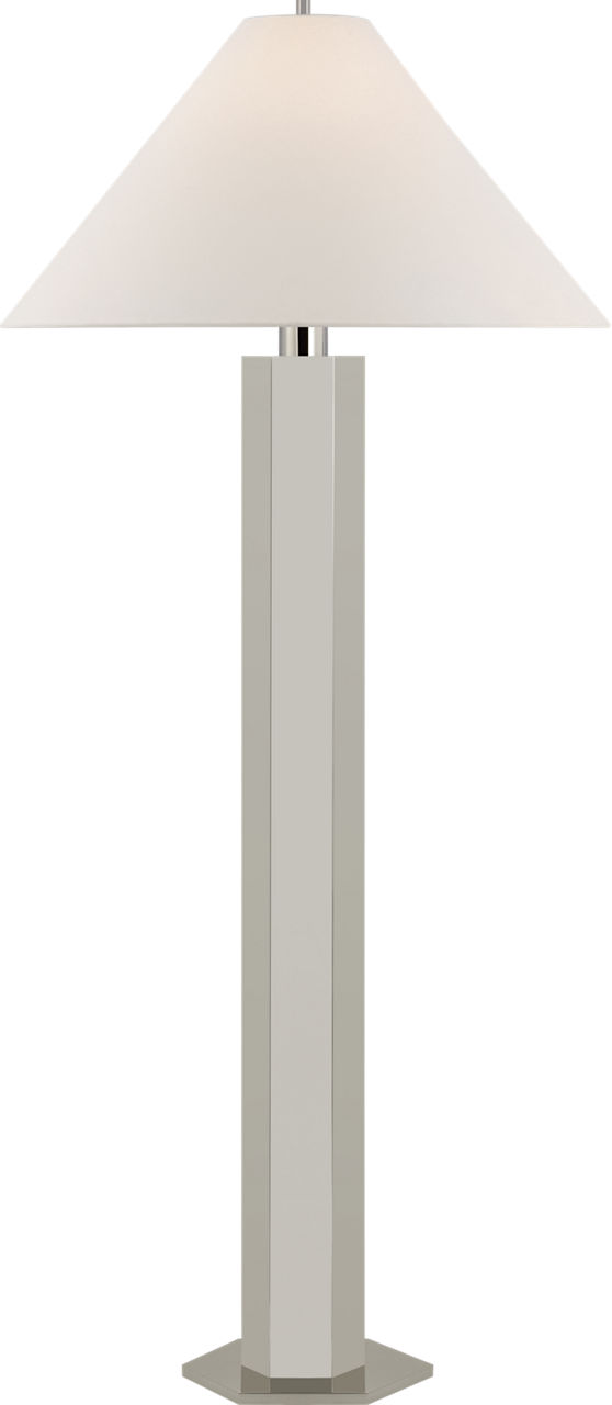 Olivier Large Floor Lamp in Polished Nickel with Linen Shade