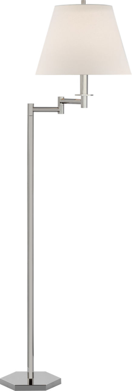 Olivier Large Swing Arm Floor Lamp in Polished Nickel with Linen Shade