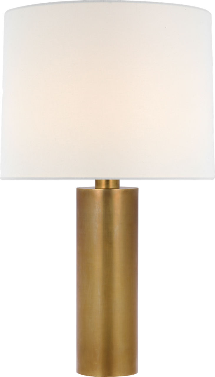 Sylvie Medium Table Lamp in Hand-Rubbed Antique Brass with Linen Shade