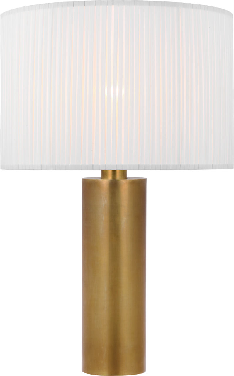 Sylvie Medium Table Lamp in Hand-Rubbed Antique Brass with Silk Pleat Shade
