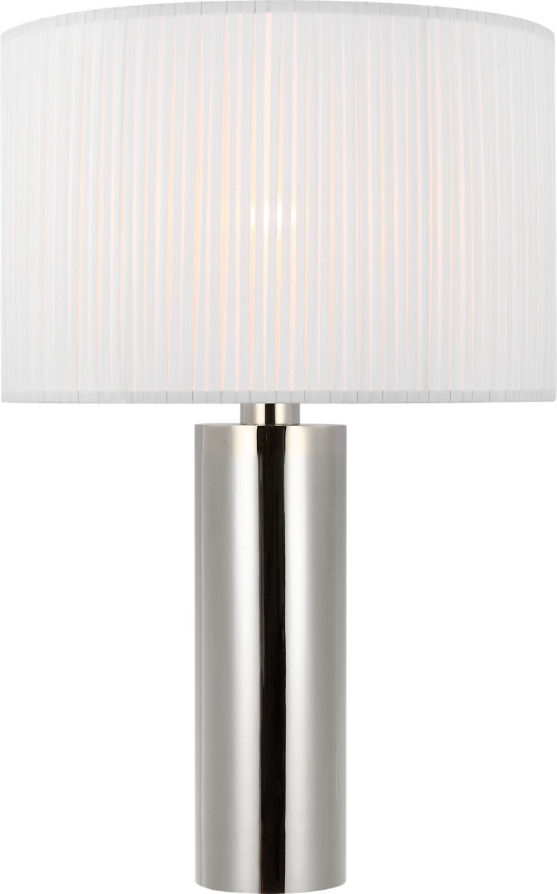 Sylvie Medium Table Lamp in Polished Nickel with Silk Pleat Shade
