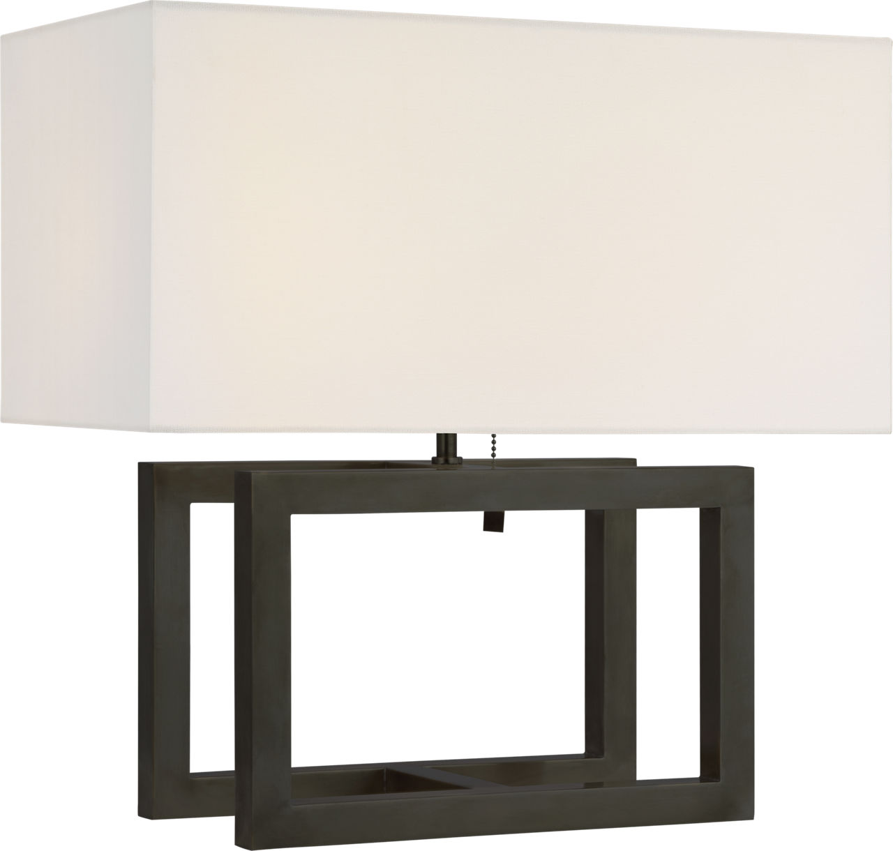 Galerie Medium Table Lamp in Bronze with Linen Shade