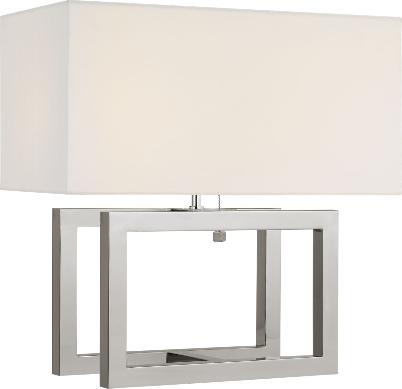 Galerie Medium Table Lamp in Polished Nickel with Linen Shade